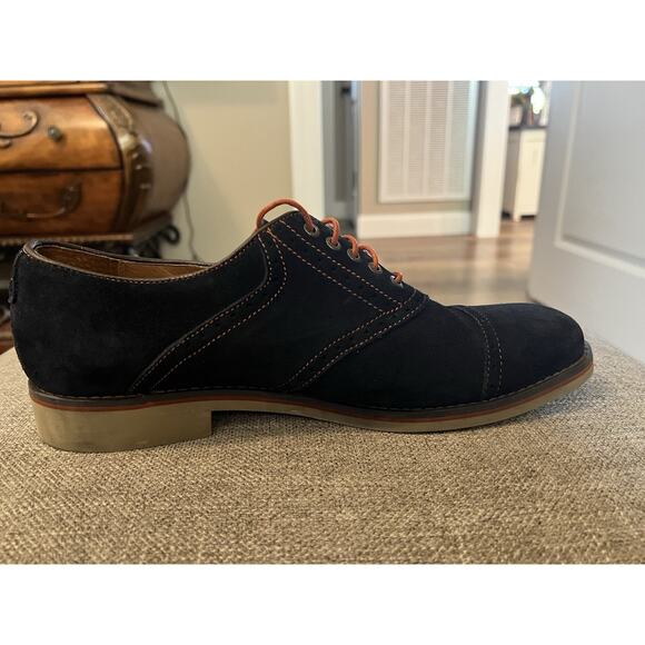 Johnston And Murphy Blue Suede Mens Shoes. Derby Style. Size 10.5. 59-11647 main image 13